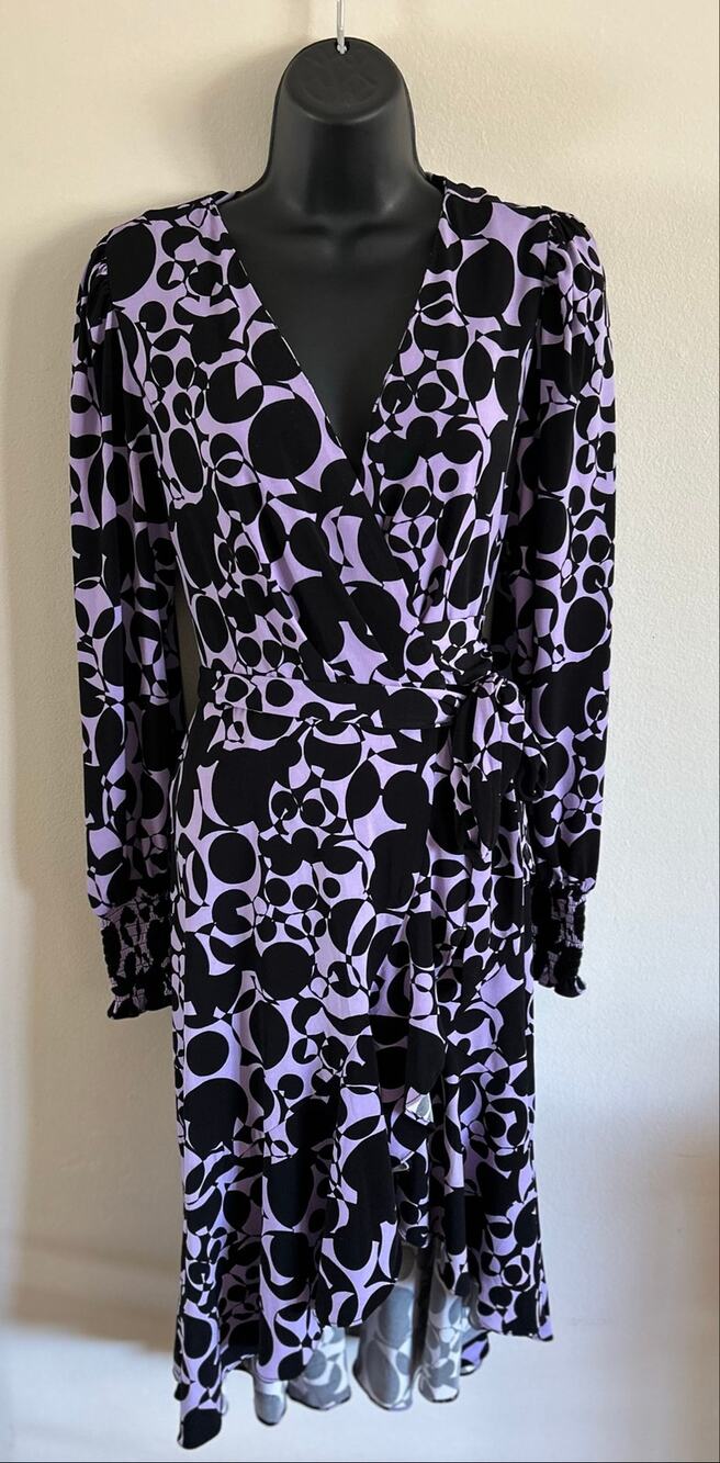 Rachel Parcell Retro Abstract Print Column Dress Black Lavender Size 4